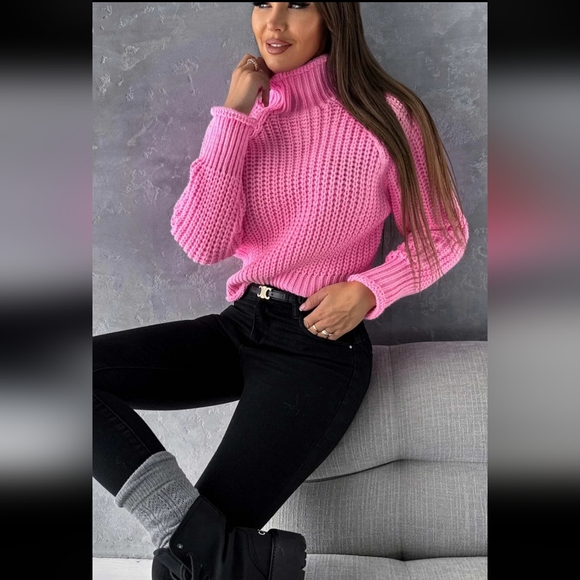 New Listing ❤️‍🔥 Candice High Neck Cropped Kintted Jumper Sweater Top - Picture 2 of 4